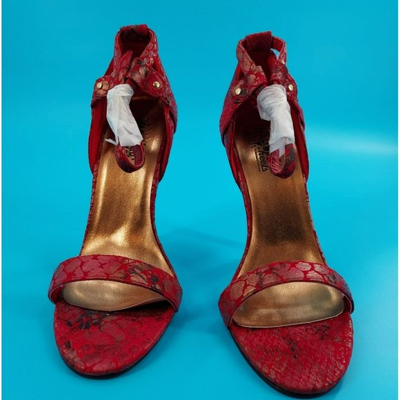 Hollywood Heels NEW Red snakeskin‎ print closed back heel - Picture 1 of 4